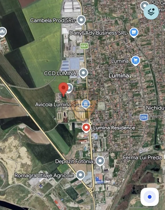 TEREN liber industrial, împrejmuit, hala depozitare/productie  Lumina Ovidiu