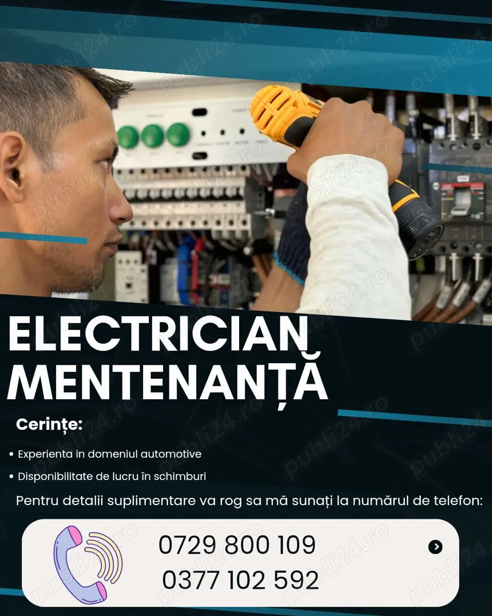 Angajam Electrician mentenanta - jud Arges
