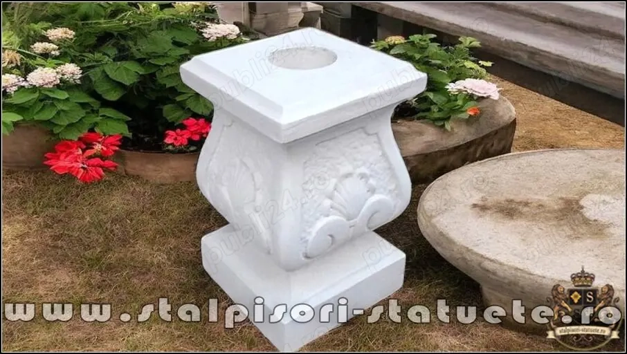 Soclu, stativ, alb marmorat, model S27.