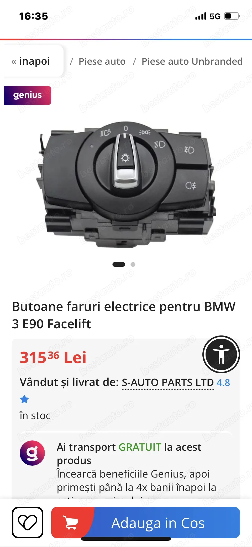 Buton faruri bmw e 90