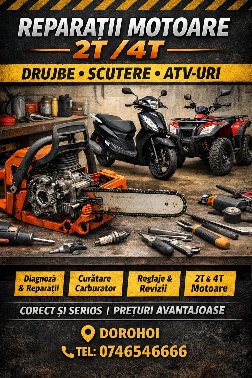 Repar motoare mici   2T & 4T | Drujbe, scutere, ATV-uri