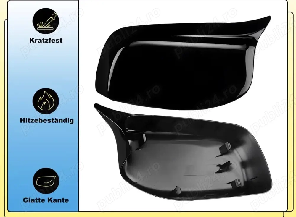 Capace de Oglindă GEARMONSTER pentru BMW Seria 5 E60 E61 Seria 6 E63 E64 – Negru Lucios