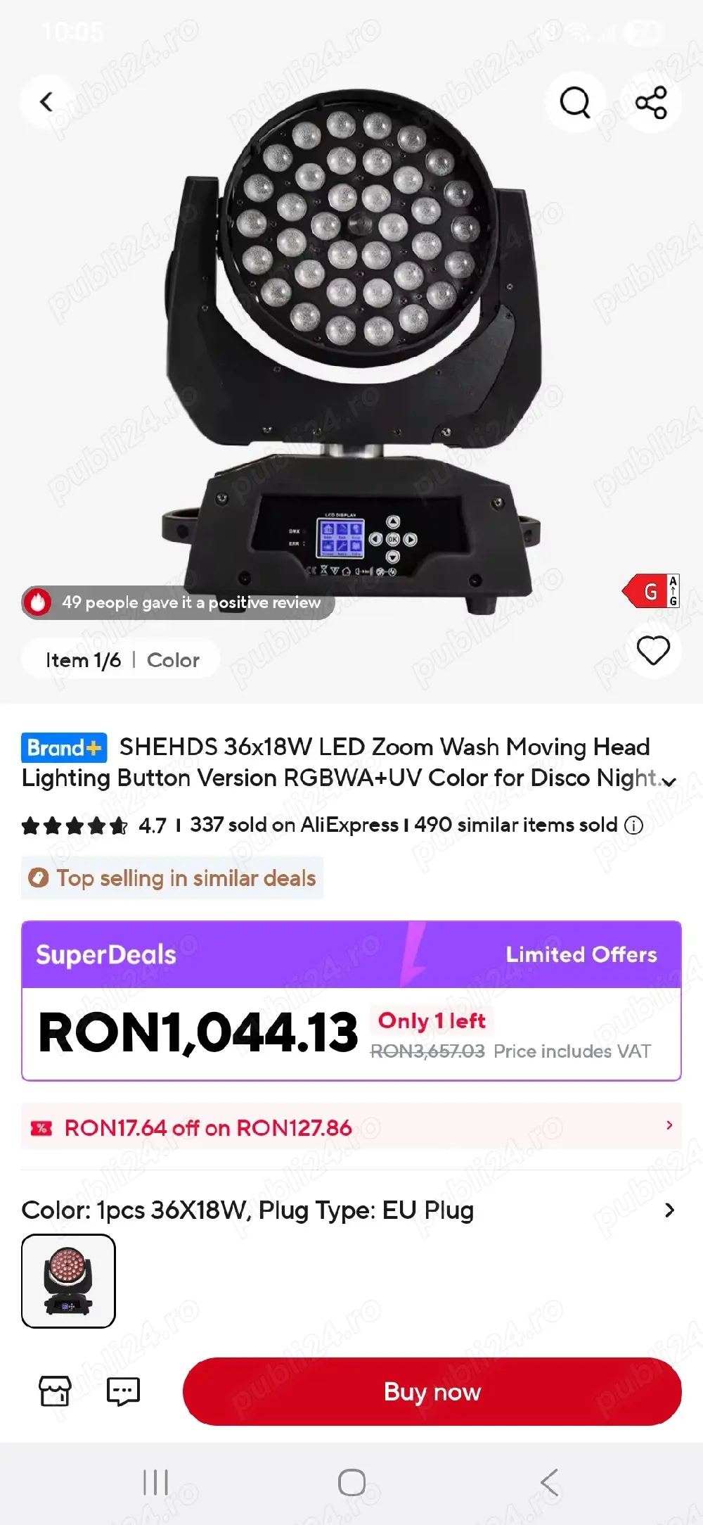 vand Moving head wash 36 x 18w RGB