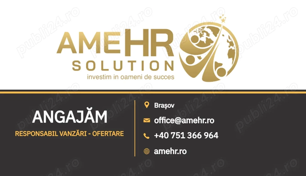 Angajăm Responsabil Vanzări - Ofertare