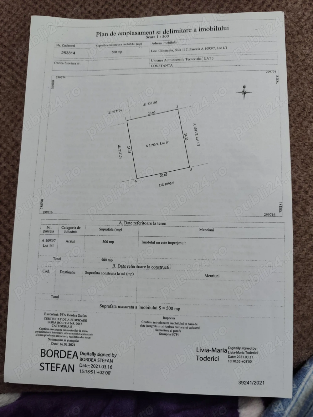 Teren intravilan 500 mp, zona Km5, zona ILINCA.  Zona in dezvoltare.  