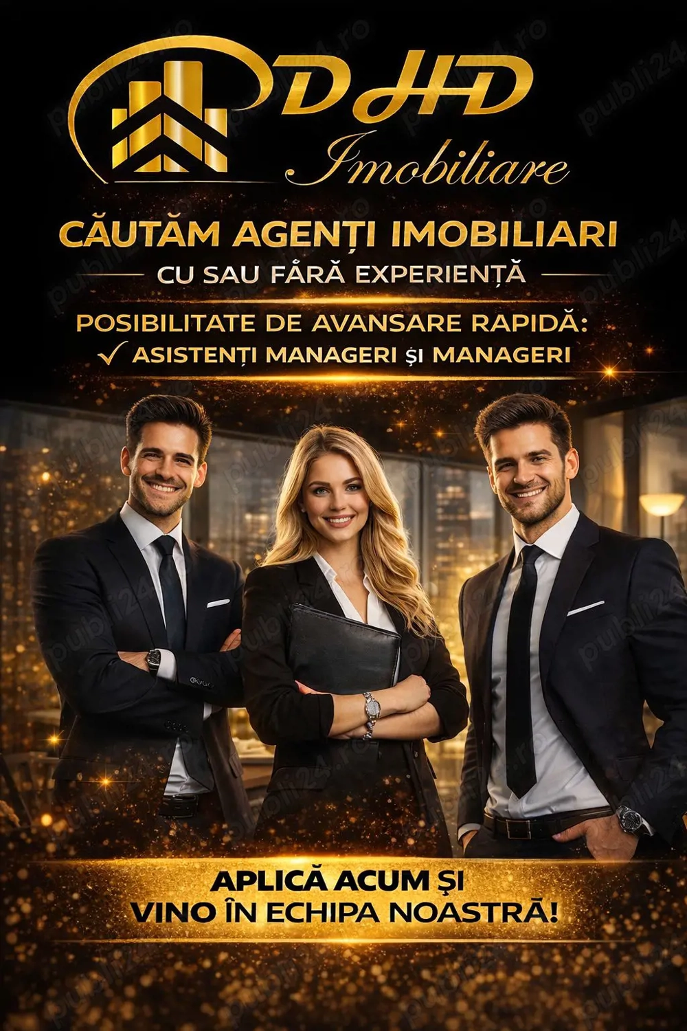 Căutăm colaboratori pentru pozițiile de manager, asistent manager și agenți imobiliari