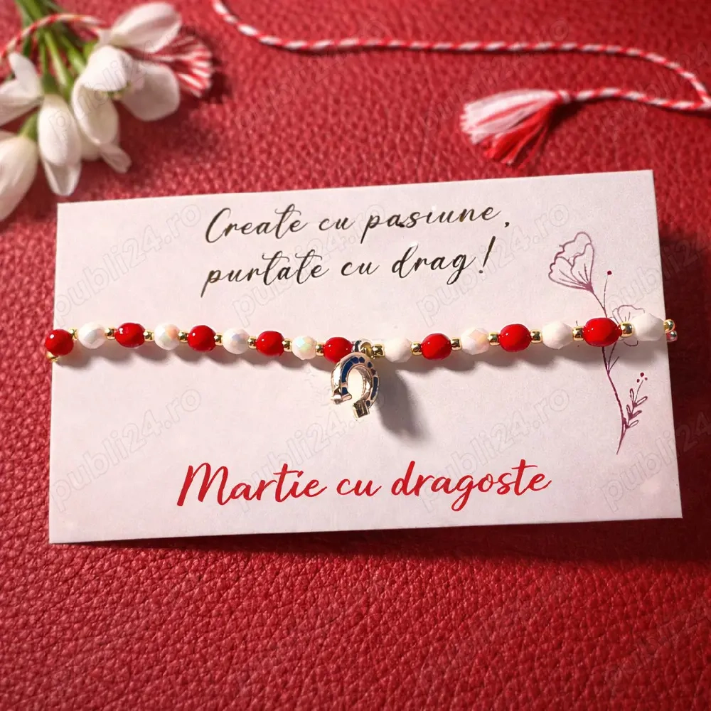 Brățară handmade Mărțișor cu charm potcoavă 