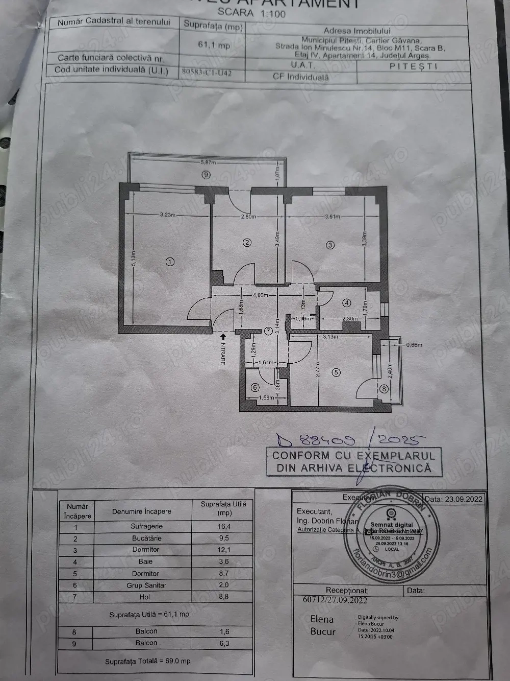 Vând apartament 3 camere Găvana 3 