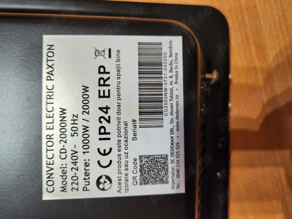 Convector pe curent cu telecomandă.