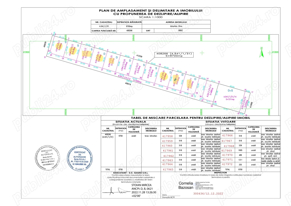 Parcela 518 mp comuna Giroc