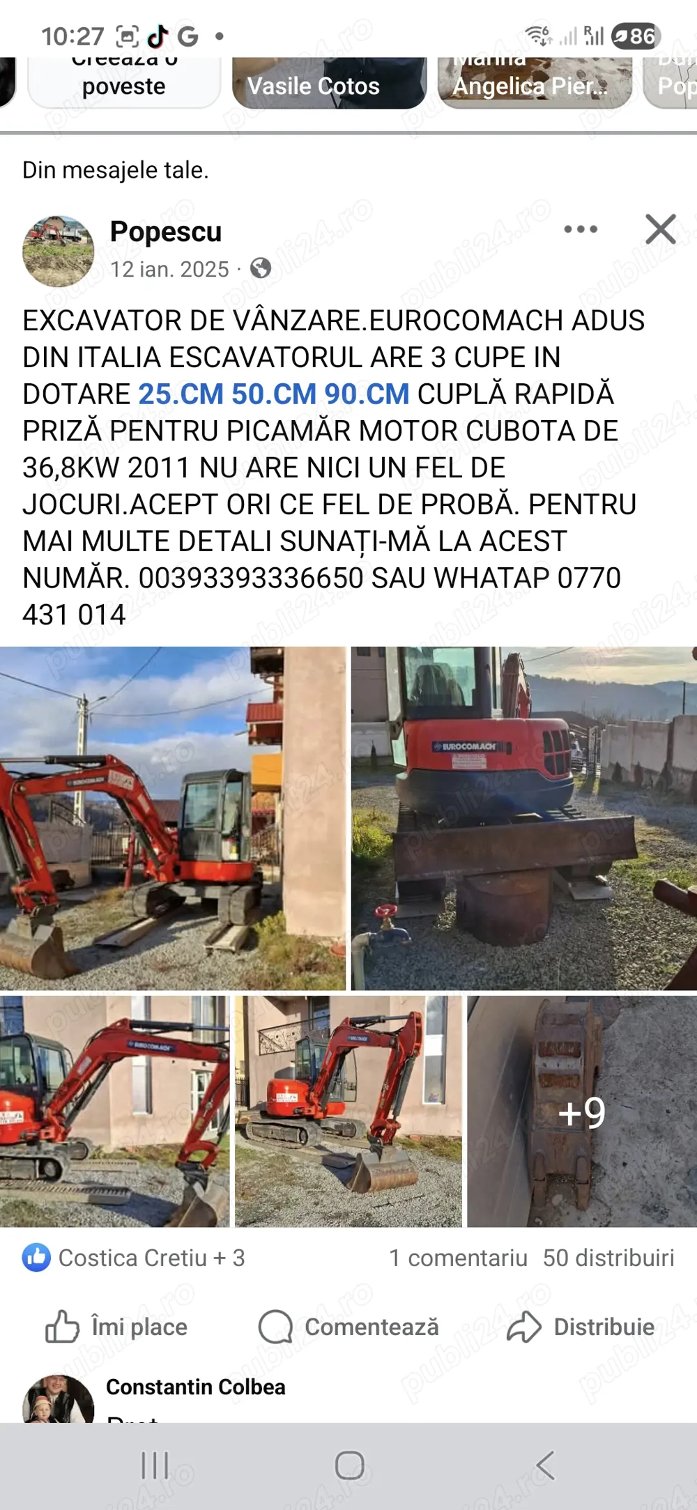 Escavator de vanzare Eurocomach 5.5Tone