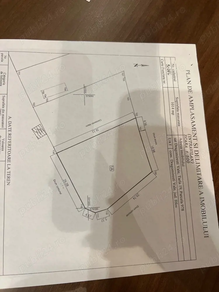 Vand teren 1000mp Intravilan Dragomiresti Vale