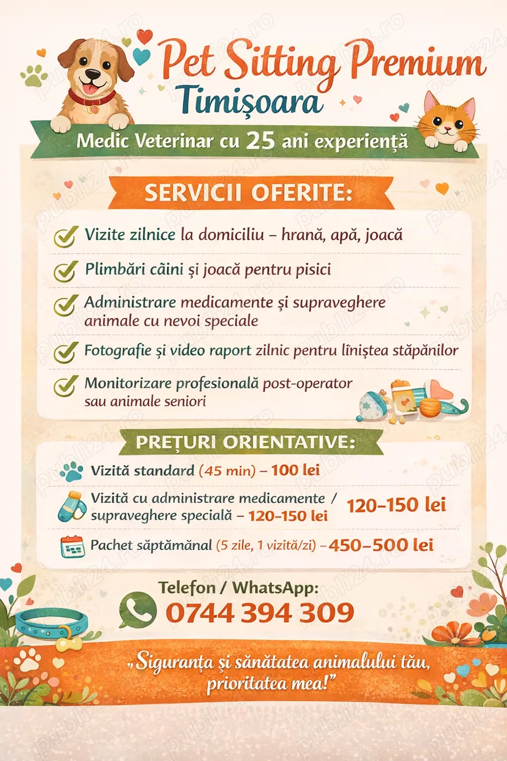Pet Sitting Premium Timișoara   Medic Veterinar cu 25 ani experiență