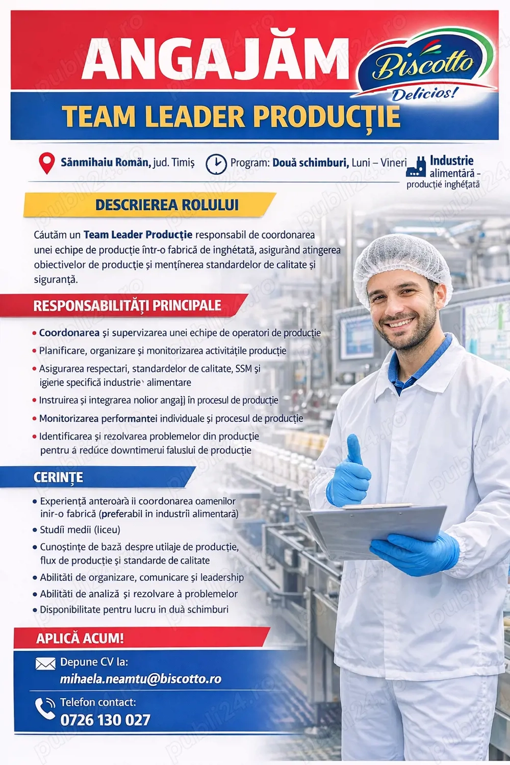 team leader productie fabrica de inghetata 