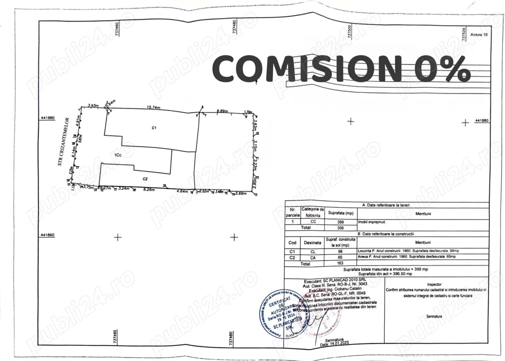 Teren 399 mp cu construcții, zona Crizantemelor   comision 0%
