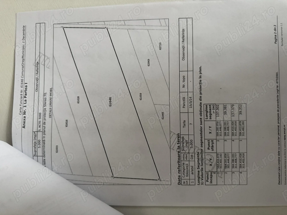 Teren de vânzare comuna 1 decembrie 