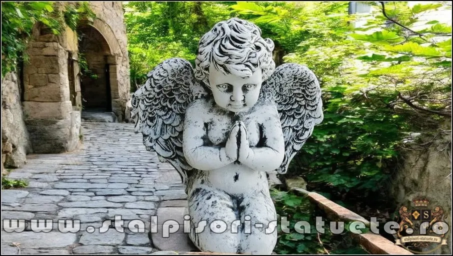 Statuetă îngeraș, gri antichizat, model S4.