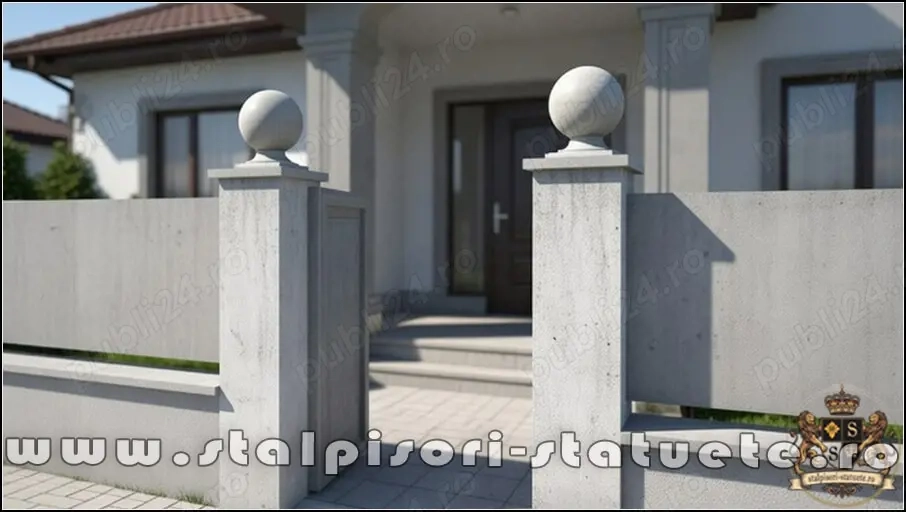 Capitel terminație bilă mare, gri natural, model T1.