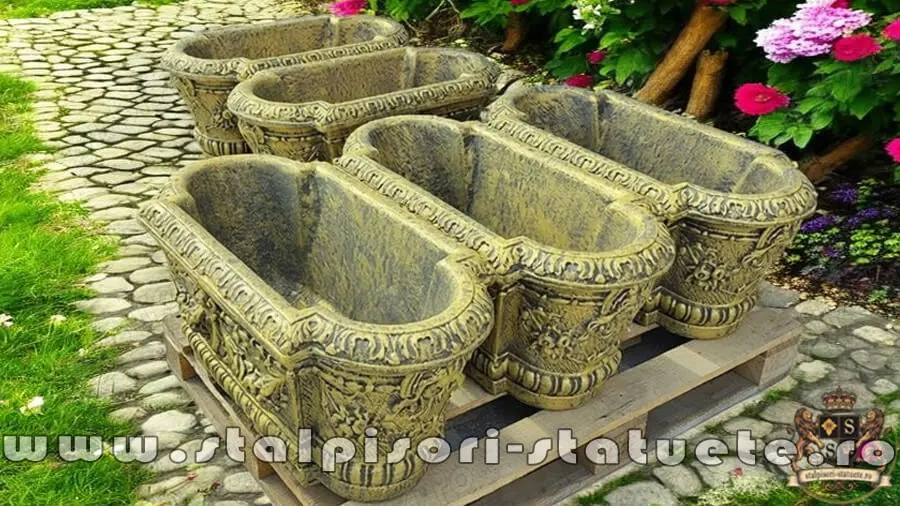 Jardinieră ornament flori, auriu antichizat, model J8.