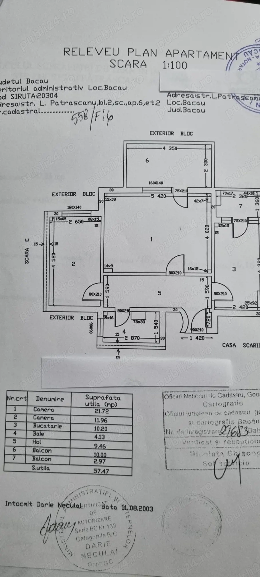 SUPER : Vând apartament cu doua camere în municipiul Bacău 
