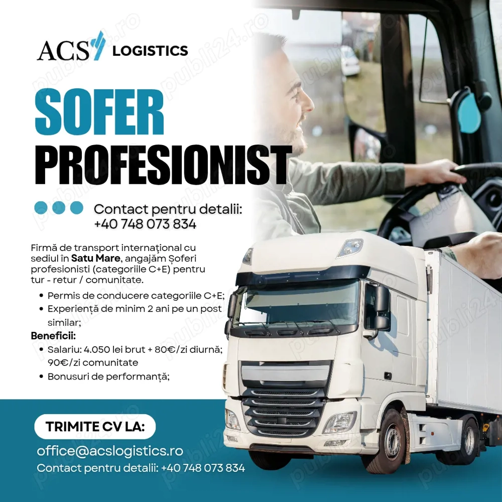 Șoferi profesionisti (categoriile C+E) pentru tur - retur