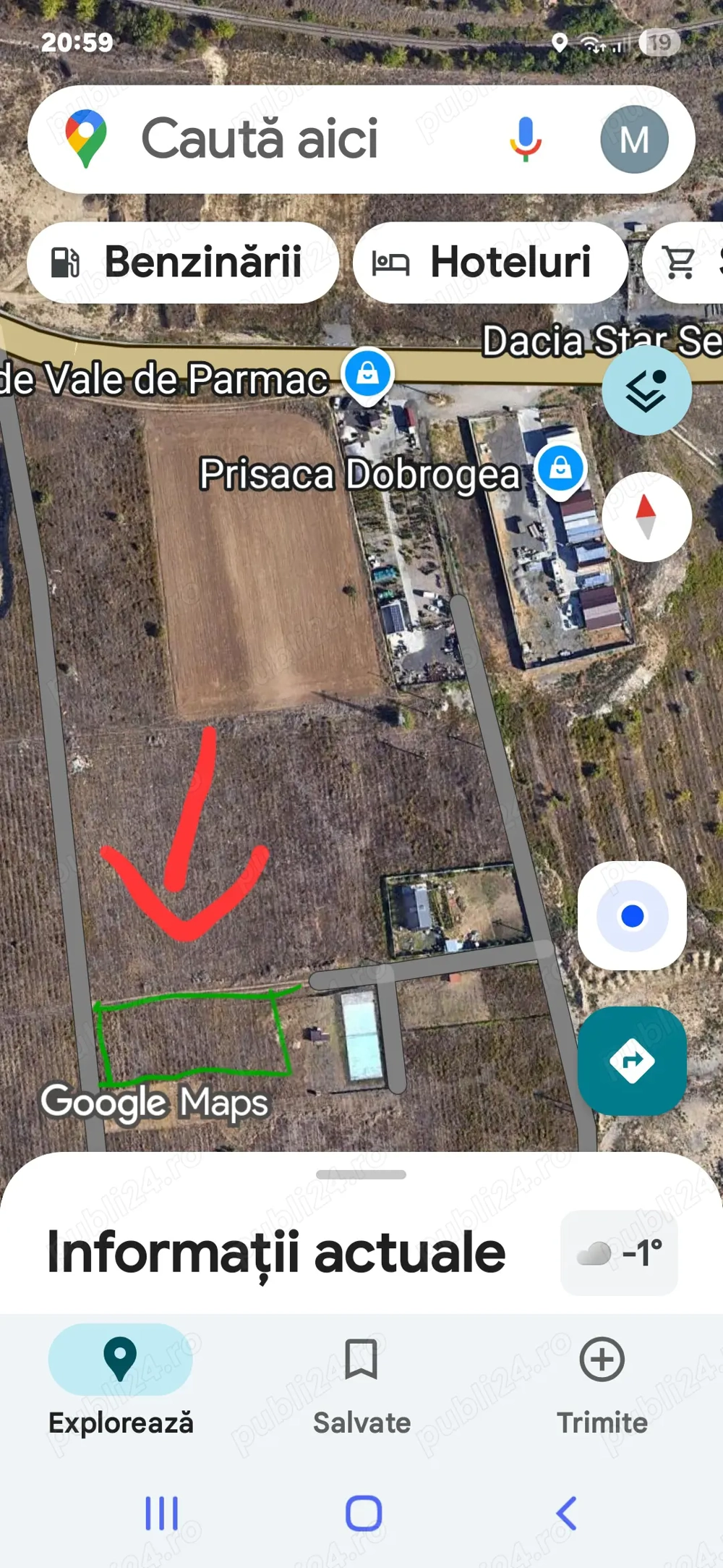 Vand teren Soseaua Barajului, intre Supermarchet Aless si Dacia Renault,  1224 mp, pret 75 euro mp