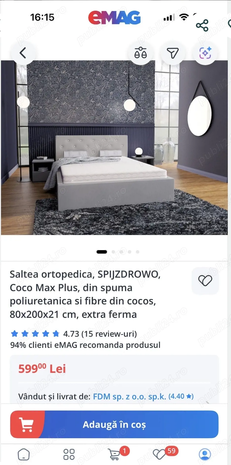 Saltea 80x200x 21 cm - 2 bucăți disponibile 