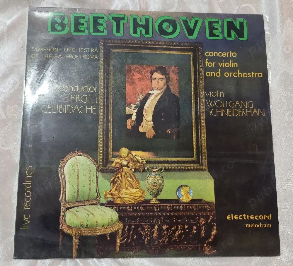 Disc vinyl Beethoven   Concert pentru vioară Op. 61 | Celibidache | Electrecord