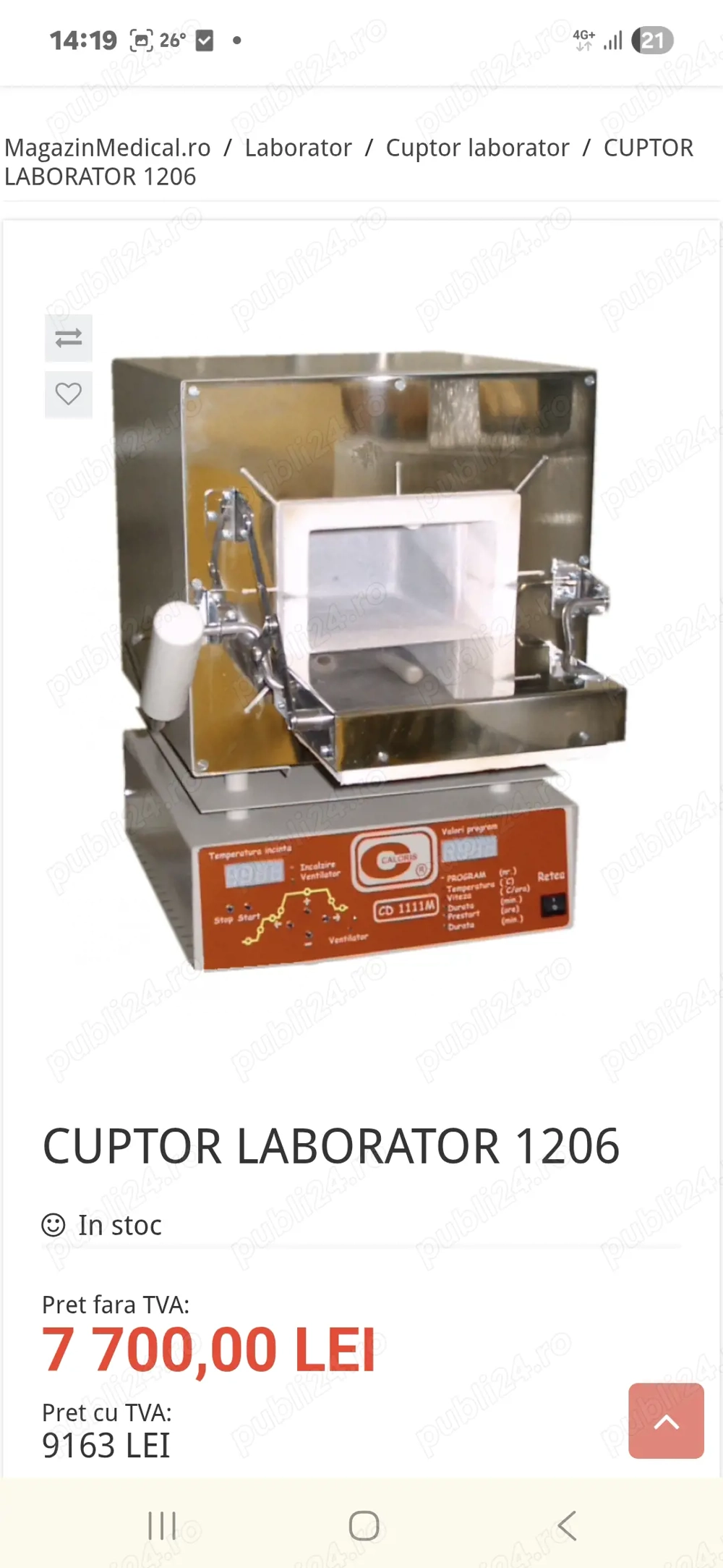 Cuptor calcinare laborator tehnică dentară bijutier