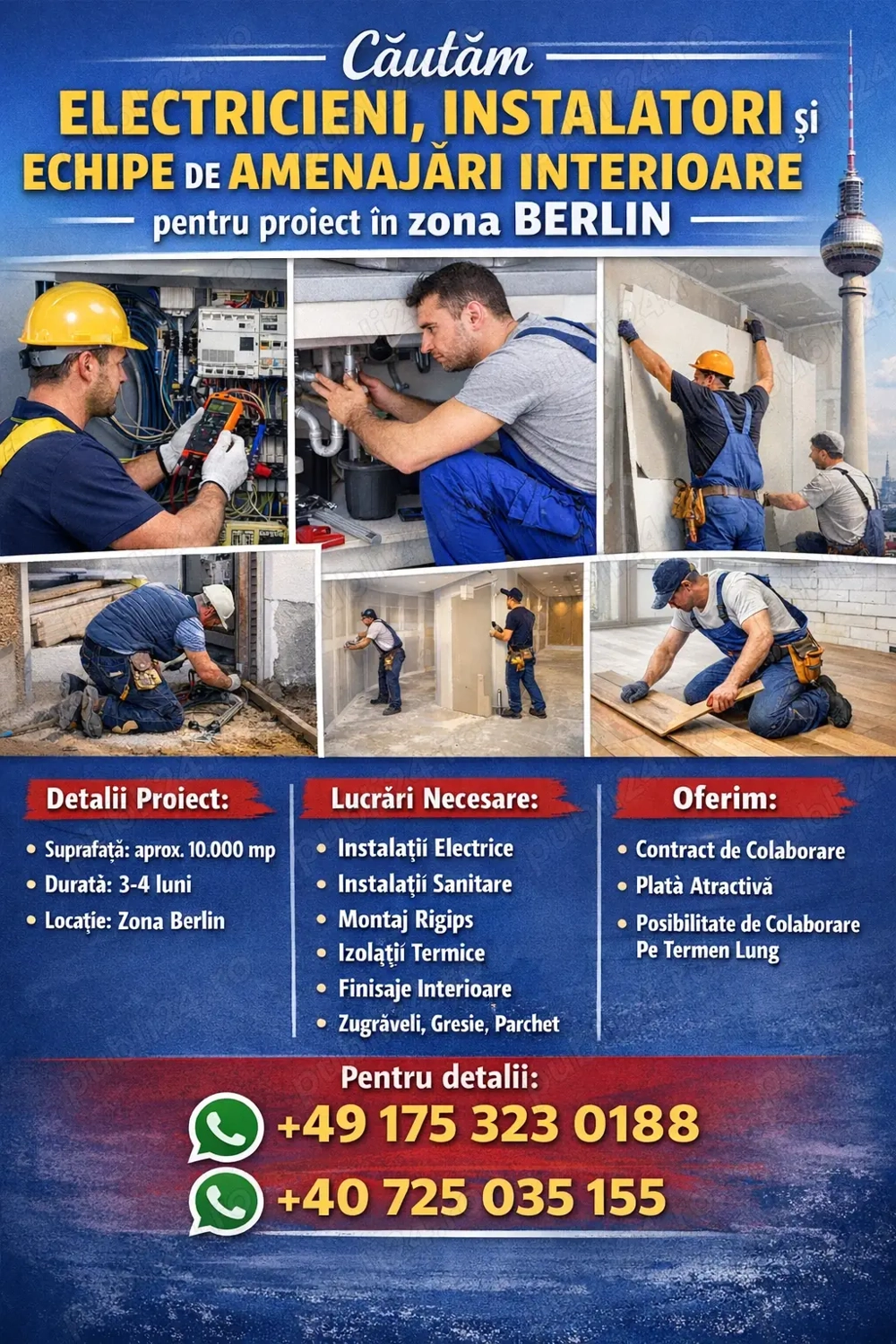 Căutăm echipe și muncitori Rigips, finisaje, instalații Berlin