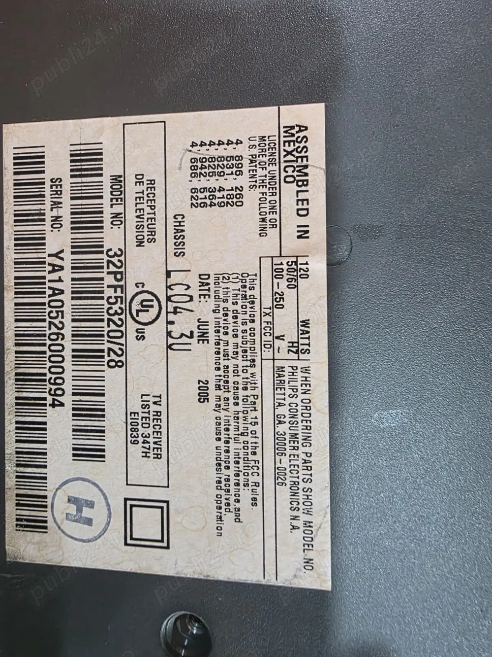 Dezmembrez tv Philips 32pf5320