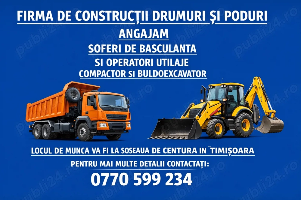 Angajam soferi basculanta si operatori compactor si buldoexcavator