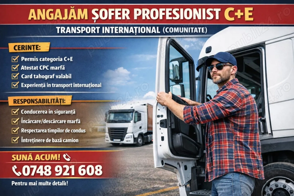 Angajez șofer pe comunitate categoria CE 