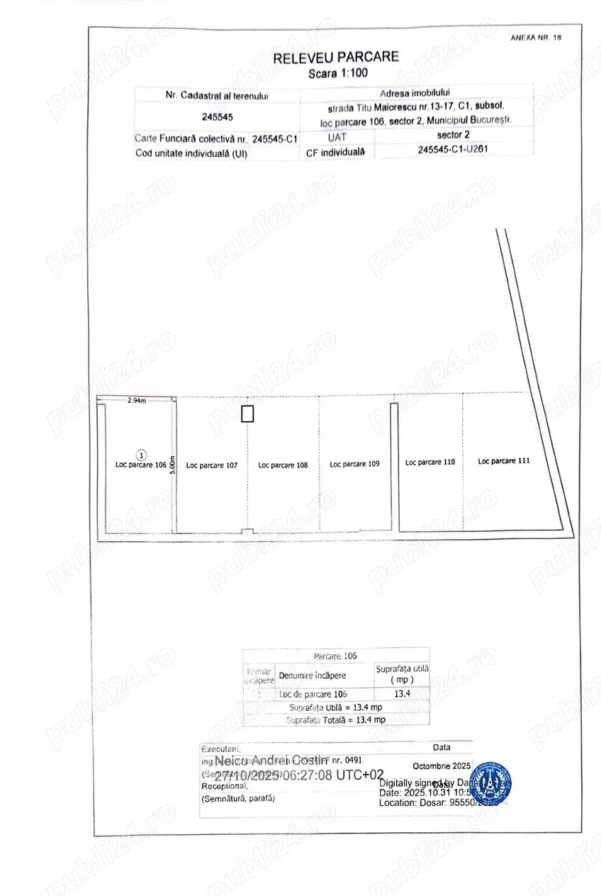 Vând 2 locuri parcare subteran Obor
