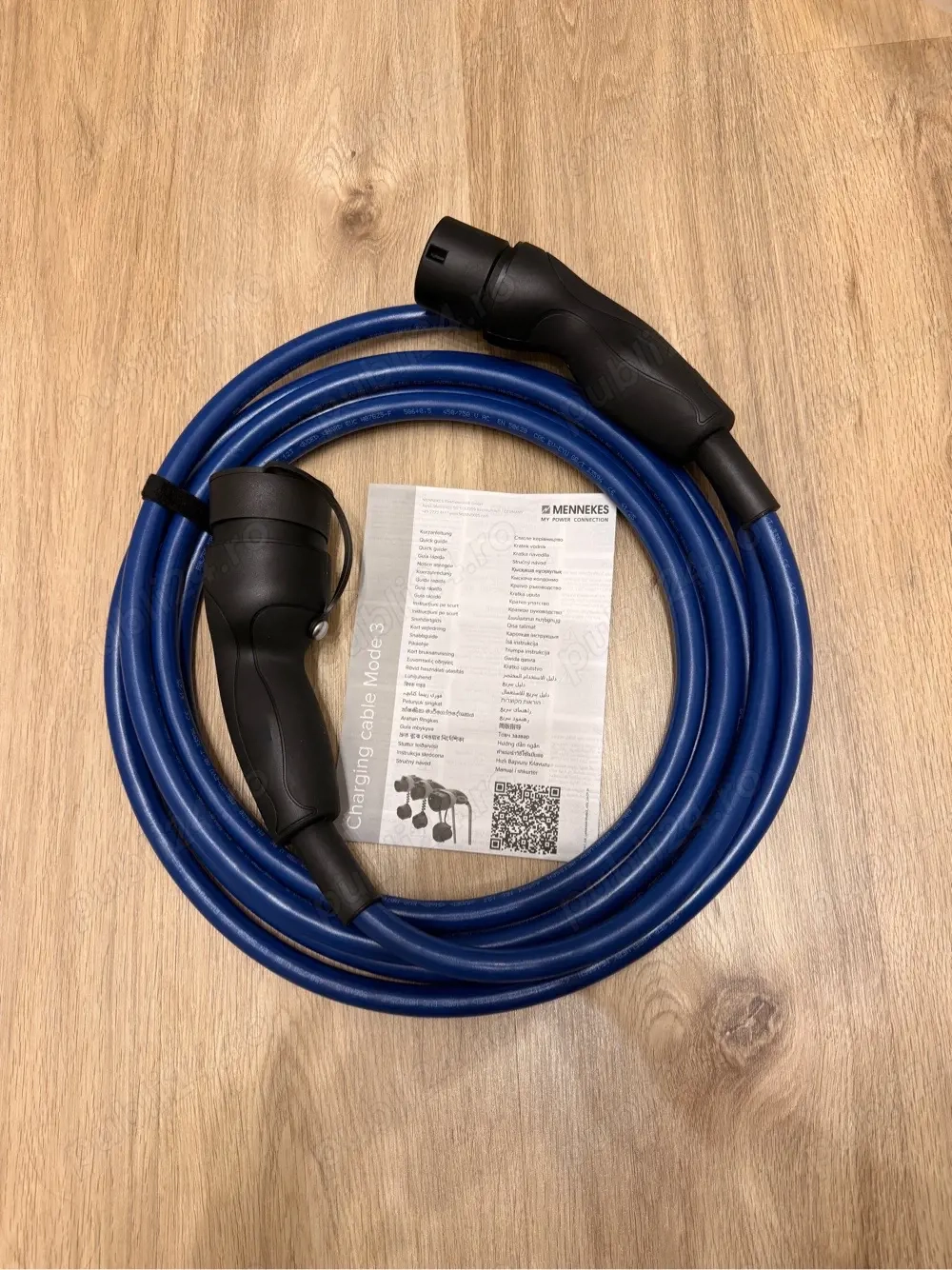 Cablu Încărcare EV Type 2 Mennekes Trifazic – masini electrice Tesla VW Mercedes Renault Dacia Byd