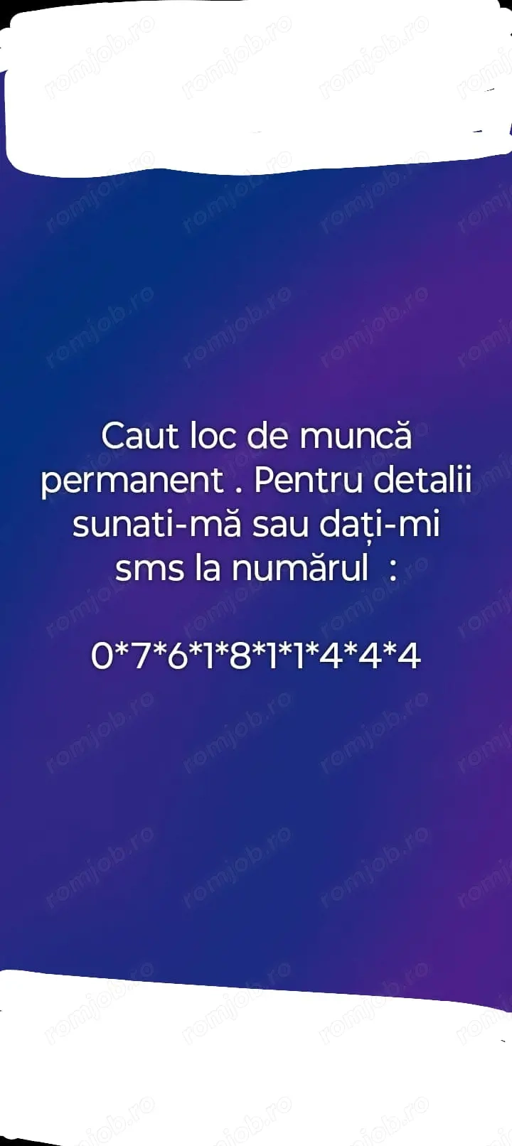 Caut loc de muncă permanent Mangalia.