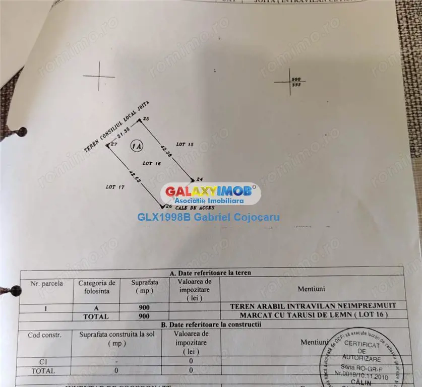Teren constructii intravilan 900m Joita-Giurgiu  la 7 min de A1 si A0