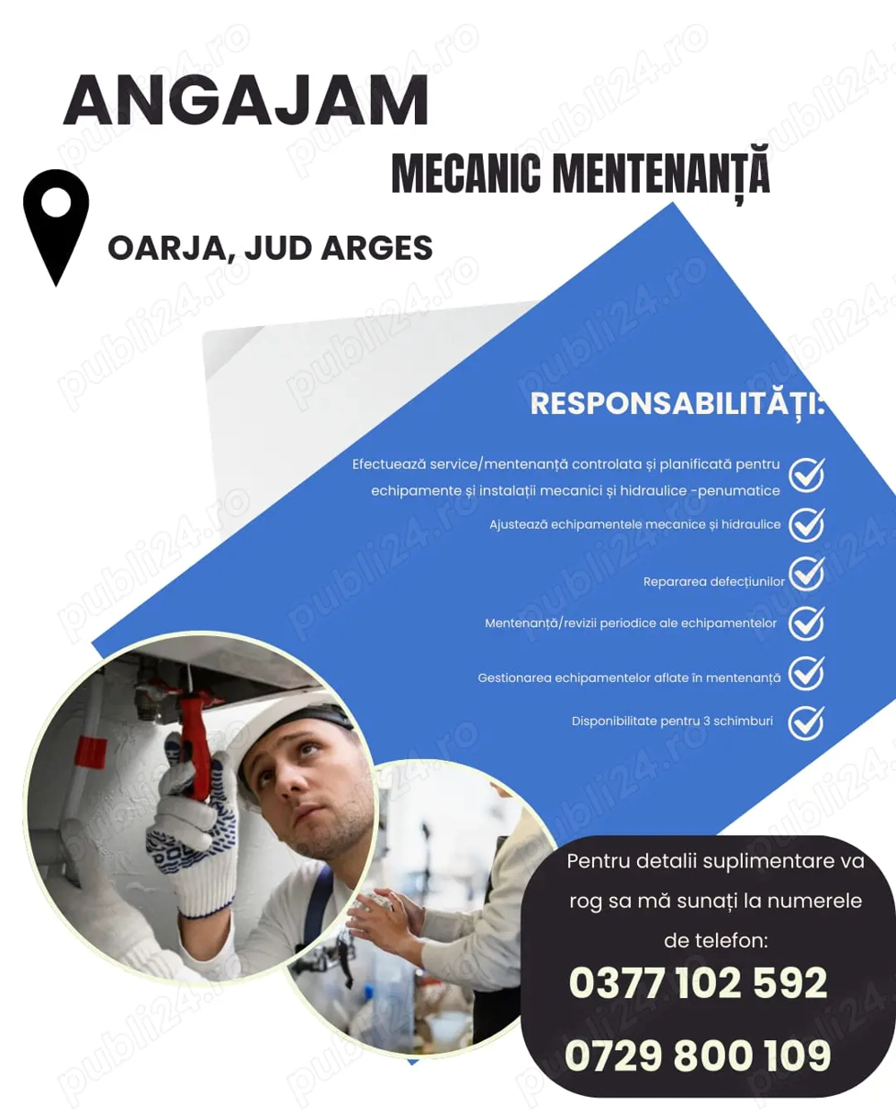 Angajam MECANIC mentenanta- Oarja