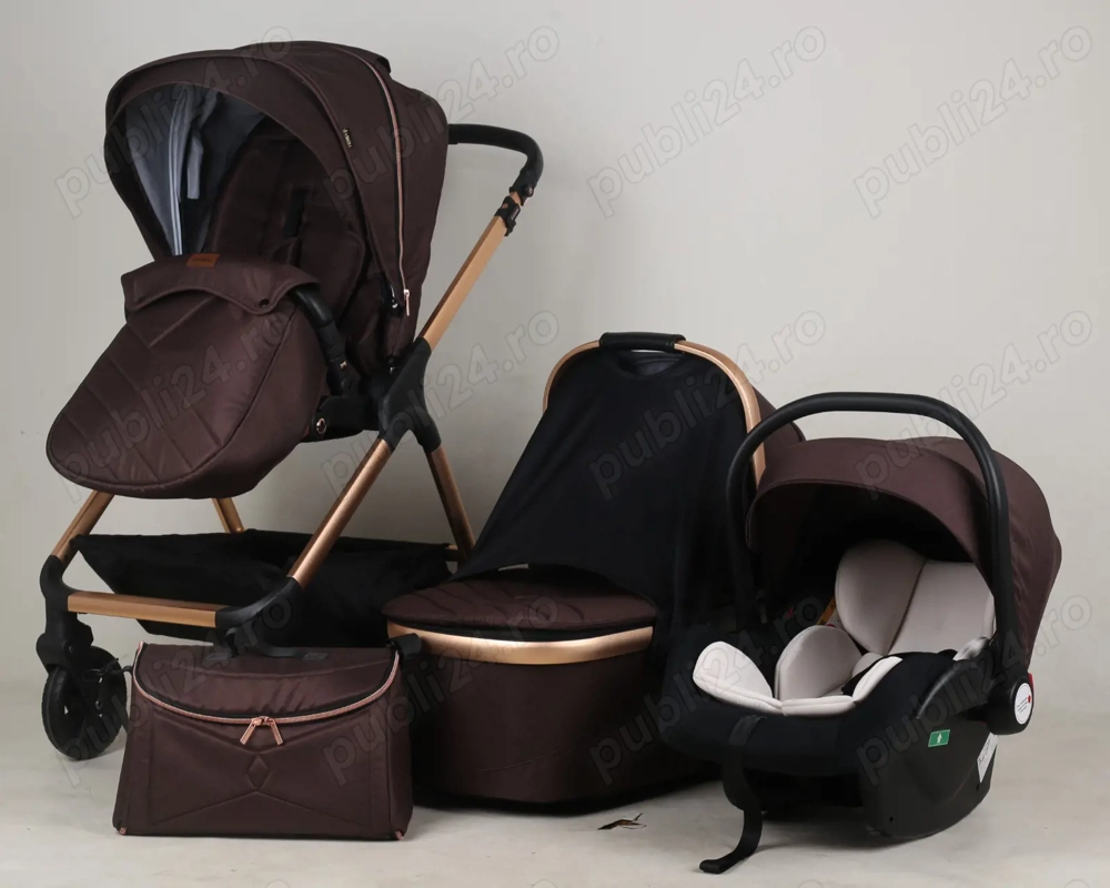 Carucior pentru Copii 3 in 1 All in One Visoli Coffee