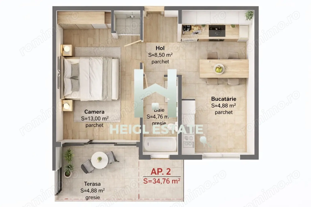 Apartament cu o camera decomandat in Giroc