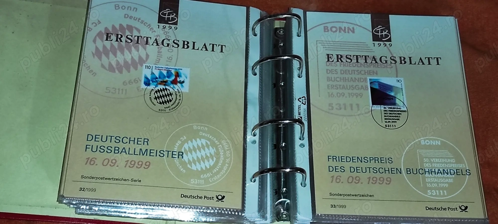 146 planse cu timbre stampile pt. colectionari + album