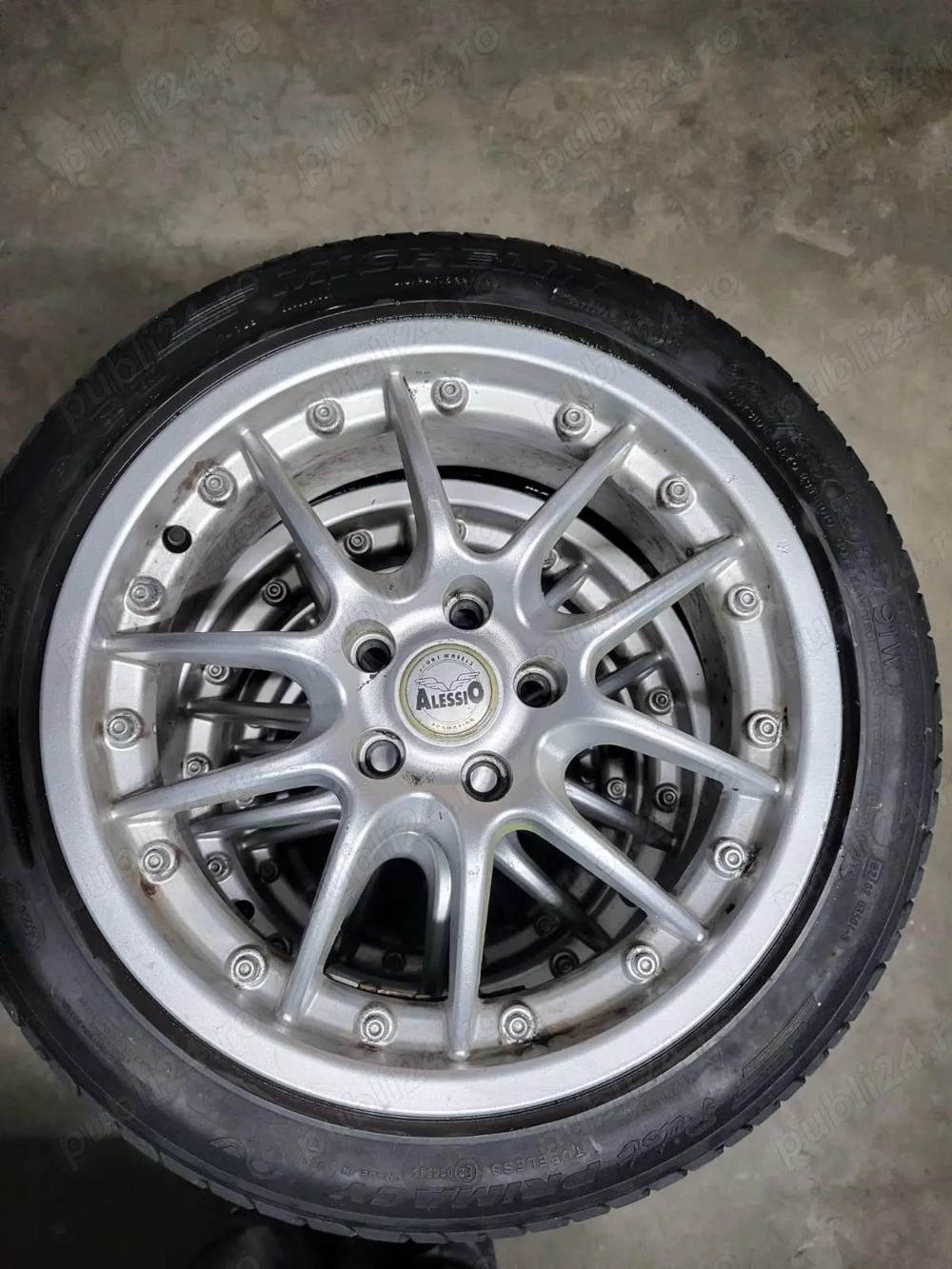Set 4 jante Alessio 17" aliaj + anvelope Michelin 225/45 R17 - Rare, stare bună!