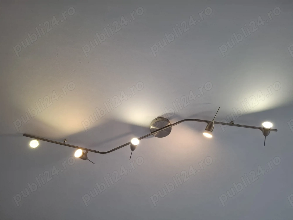 Lampa 5 socluri GU10, metal,  argintie.