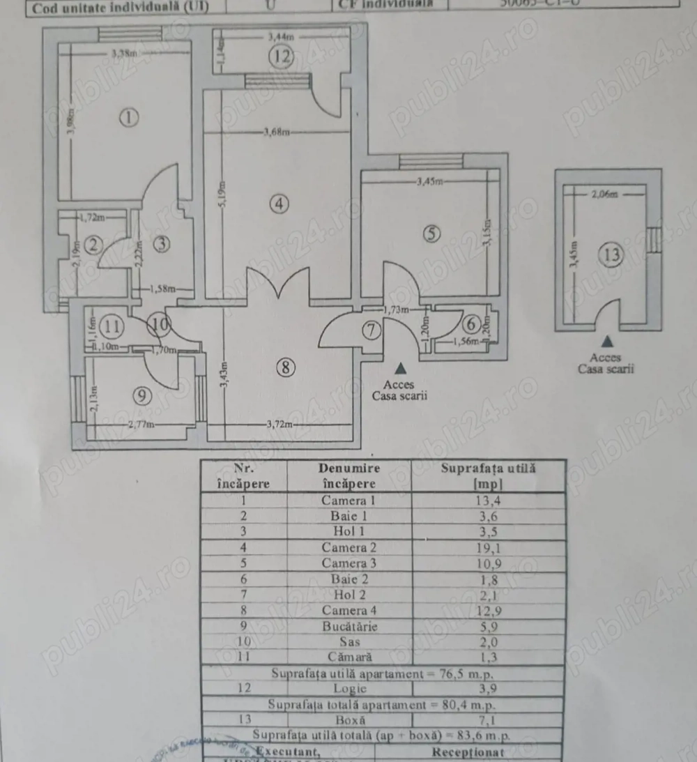 Vând apartament 4 camere bulevardul Traian la H5