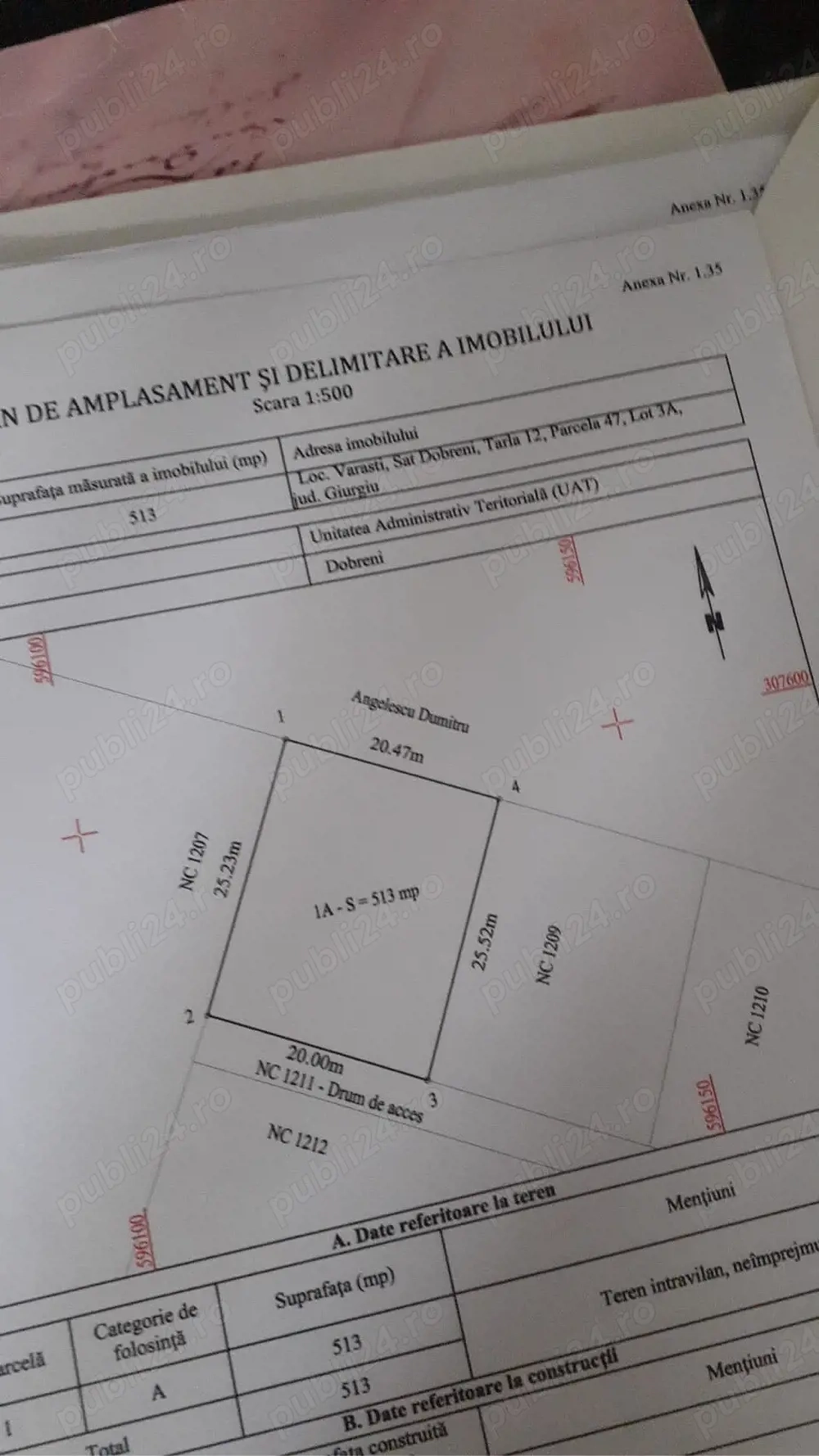 teren intravilan 500mp de vanzare