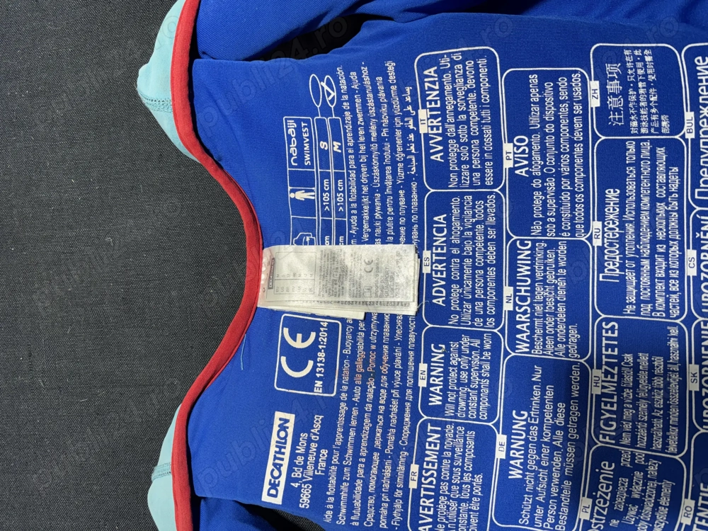 DECATHLON Vestă Înot Spumă Albastru cu Roşu Vesta inot copil