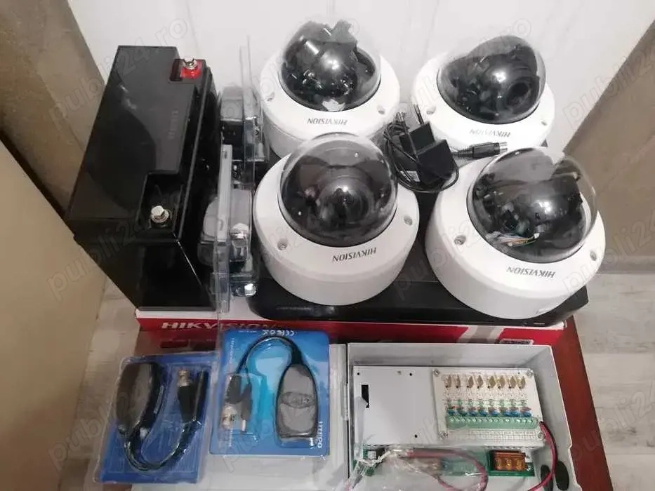 Kit DVR Hikvision, 4 camere analogice zoom motorizat