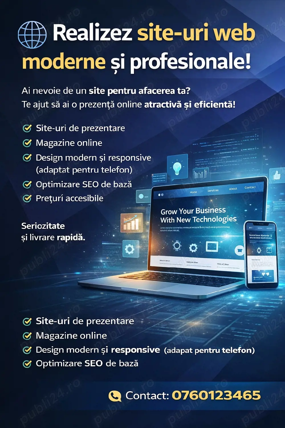 Realizez site-uri web moderne și profesionale!