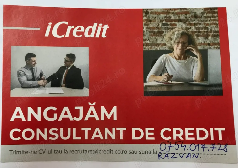 Icredit angajeaza consultant de credite