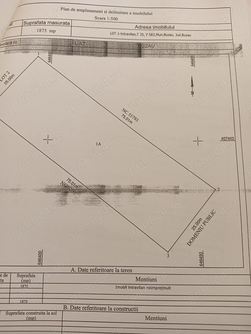 Vând teren intravilan in Buzău 